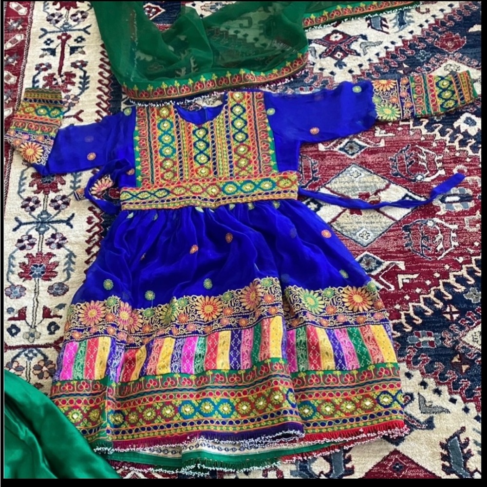 Blue afghan dress